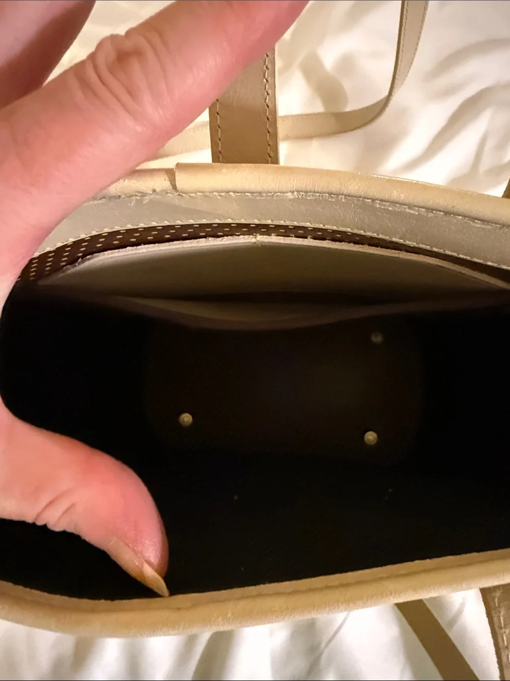 Dooney & Bourke Vintage 1990’s Cabriolet Leather Tote Brown Cream Trim EUC
